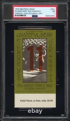 Grateful Dead Concert Ticket Stub Fillmore West San Francisco PSA 6/4 6/6 1970