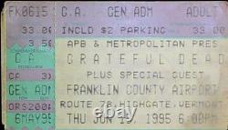Grateful Dead Concert Ticket Stub Franklin County Airport VT Bob Dylan 6/15/1995