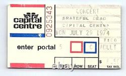 Grateful Dead Concert Ticket Stub July 29 1974 Landover Maryland