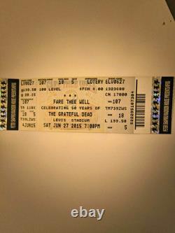 Grateful Dead Fare Thee Well Concert (8)Unused Tickets attached Stubs