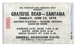 Grateful Dead Santana Concert Ticket Stub June 25 1978 Eugene Oregon