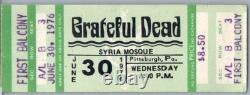Grateful Dead Untorn Concert Ticket Stub June 30 1976 Pittsburgh Pennsylvania