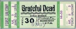 Grateful Dead Untorn Concert Ticket Stub June 30 1976 Pittsburgh Pennsylvania