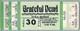 Grateful Dead Untorn Concert Ticket Stub June 30 1976 Pittsburgh Pennsylvania