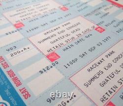 Grateful Dead Unused Ticket Sheet Summers End Concert Raceway Park Strip Stub