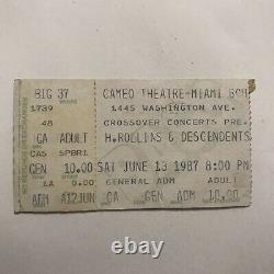 Henry Rollins Descendents Cameo Theatre Miami FL Concert Ticket Stub Vtg 1987