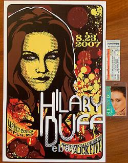 Hilary Duff Autographed Signed Concert Poster All Access Pass And Ticket Stub