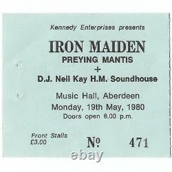 IRON MAIDEN Concert Ticket Stub ABERDEEN SCOTLAND UK 5/19/80 PAUL D'IANO Rare