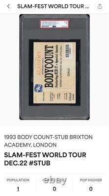 Ice-t Bodycount Concert Ticket Stub 1993 Slamfest World Tour 12/22 London Psa 7