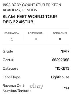 Ice-t Bodycount Concert Ticket Stub 1993 Slamfest World Tour 12/22 London Psa 7