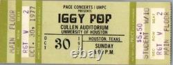Iggy Pop Untorn Concert Ticket Stub University of Houston October 30 1977