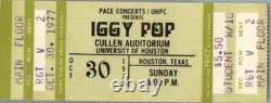 Iggy Pop Untorn Concert Ticket Stub University of Houston October 30 1977
