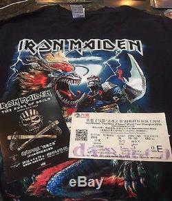 Iron Maiden Shanghai China Concert Shirt With Ticket Stub Unworn Mint & Postcard