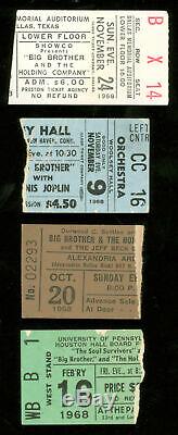 JANIS JOPLIN Big Brother & The Holding CO. Lot Of 4 1968 Concert Ticket Stubs