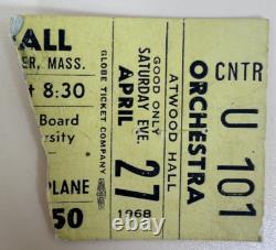 JEFFERSON AIRPLANE 1968 Concert Ticket Stub Atwood Hall Clark University