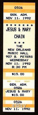JESUS & MARY CHAIN Unused Concert Ticket Stub 11-11-1992 Louisiana