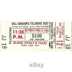 JETHRO TULL & BLOOD SWEAT & TEARS Concert Ticket Stub NYC 4/12/69 FILLMORE EAST
