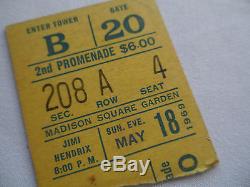 JIMI HENDRIX 1969 Original CONCERT Ticket STUB Madison Square Garden, NY