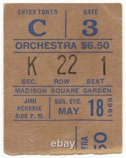 JIMI HENDRIX 1969 concert ticket stub Madison Square Garden NYC 5/18/69 RARE