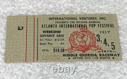 JIMI HENDRIX ATLANTA INTERNATIONAL POP FESTIVAL 1970 CONCERT TICKET Ephemera