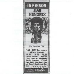 JIMI HENDRIX EXPERIENCE & OZ Concert Ticket Stub MADISON WI 5/2/70 DANE COUNTY