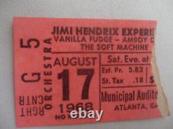 JIMI HENDRIX Original 1968 CONCERT TICKET STUB Atlanta, GA EX++