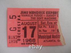 JIMI HENDRIX Original 1968 CONCERT TICKET STUB Atlanta, GA EX++