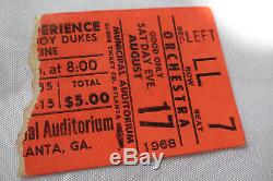 JIMI HENDRIX Original 1968 CONCERT Ticket STUB Atlanta, GA