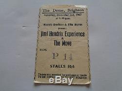 Jimi Hendrix, Pink Floyd. The Move Concert Ticket Stub Brighton Uk Dec 2 1967