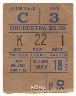JIMI HENDRIX vintage concert ticket stub 1969 Madison Square Garden NYC MSG