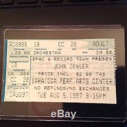 John Denver Ticket Stub Last Concert In New York Aug 5, 1997 Saratoga, Ny Spac