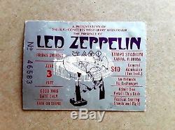 JUNE 3 1977 LED ZEPPELIN Original CONCERT TICKET STUB RIOT SHOW Tampa, FL, VG