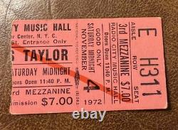 James Taylor Rare Concert Ticket Stub New York, Ny 11/04/1972