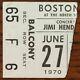 Jimi Hendrix-1970 Rare Original Concert Ticket Stub (boston Garden)