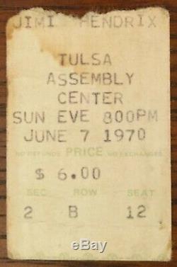 Jimi Hendrix-1970 RARE Original Concert Ticket Stub (Tulsa-Assembly Center)
