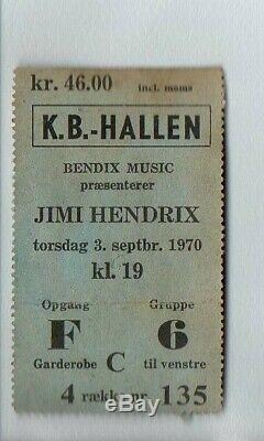 Jimi Hendrix 1970 best show played rare original concert ticket stub (Denmark)