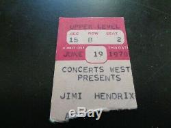 Jimi Hendrix Concert Ticket Stub 19th June 1970 Albuquerque. Cry Of Love Tour