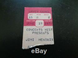 Jimi Hendrix Concert Ticket Stub 19th June 1970 Albuquerque. Cry Of Love Tour