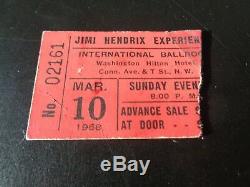 Jimi Hendrix Concert Ticket Stub Washington Hilton 10th March 1968 Evening Show