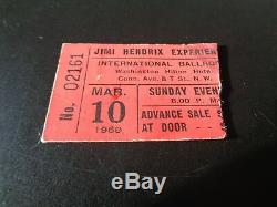 Jimi Hendrix Concert Ticket Stub Washington Hilton 10th March 1968 Evening Show