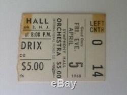 Jimi Hendrix Historic Concert Symphony Hall Newark, NJ Ticket Stub 4/5/68
