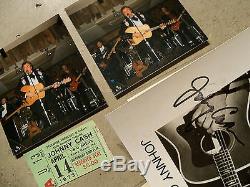 Johnny Cash Autographed Mercury Promo + Concert Ticket Stub Autograph Photo Lot