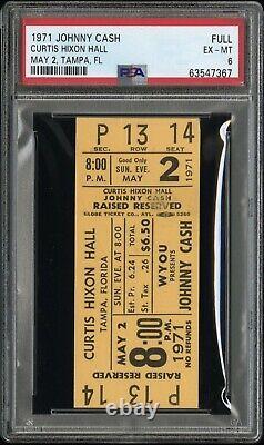 Johnny Cash Concert Full Ticket 1971? Curtis Hixon Hall Tampa Fl 5/2 Pop2? Psa 6