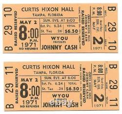 Johnny Cash Concert Ticket Set of 2 1971 Tampa Brown