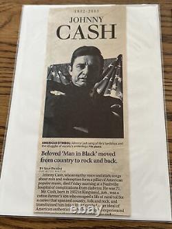 Johnny Cash Signed Ticket Stub 1996 Au-Rene Theatre Concert, Newspaper, Comic