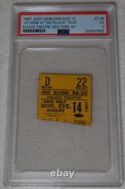 Judy Garland 1967 At Home At The Palace Tour NYC Concert Ticket Stub PSA