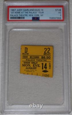 Judy Garland 1967 At Home At The Palace Tour NYC Concert Ticket Stub PSA