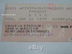 KISS Concert Ticket Stub JAN 16 1978 CHICAGO STADIUM Gene Simmons VERY RARE