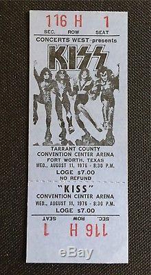 KISS Concert Ticket Stub UNUSED August 11, 1976 TARRANT COUNTY FORT WORTH TEXAS