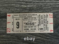 KISS Full Ticket Stub Alive Concert Tour Nov 9 1975 Houston Vintage Kiss Aucoin